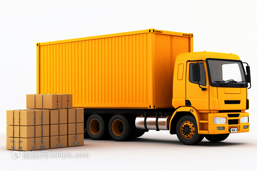 黃色的運(yùn)輸車 現(xiàn)代物流的流動(dòng)風(fēng)景線